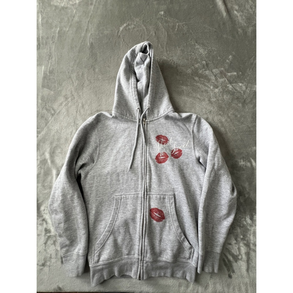 Sabrina Carpenter Zip Up Hoodie Women Small Gray Short n Sweet Tour 2025 Concert